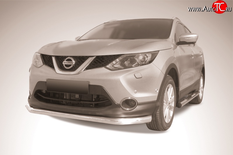 13 749 р. Одинарная защита переднего бампера из трубы диаметром 76 мм Slitkoff Nissan Qashqai 2 J11 дорестайлинг (2013-2019) (Нержавейка, Полированная)  с доставкой в г. Белгород