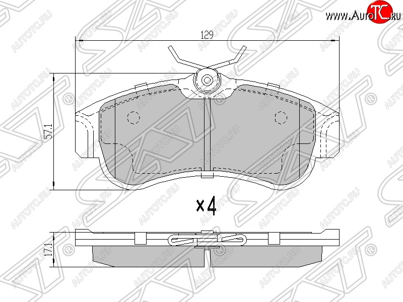 859 р. Колодки тормозные SAT (передние) Nissan Almera N16 седан дорестайлинг (2000-2003)  с доставкой в г. Белгород