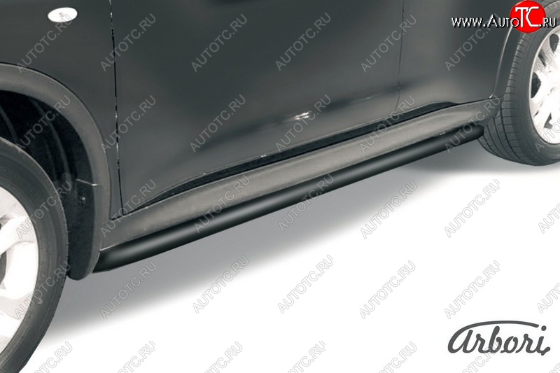 6 389 р. Защита штатных порогов Arbori (черная, d42 mm). Nissan Juke 1 YF15 рестайлинг (2014-2020)  с доставкой в г. Белгород