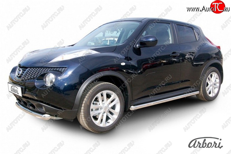 12 149 р. Защита штатных порогов 2WD Arbori (нержавейка, d57 mm). Nissan Juke 1 YF15 рестайлинг (2014-2020)  с доставкой в г. Белгород