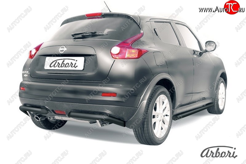 8 999 р. Защита заднего бампера Arbori (уголки, черная, 1 труба d57 mm). Nissan Juke 1 YF15 рестайлинг (2014-2020) (2WD)  с доставкой в г. Белгород