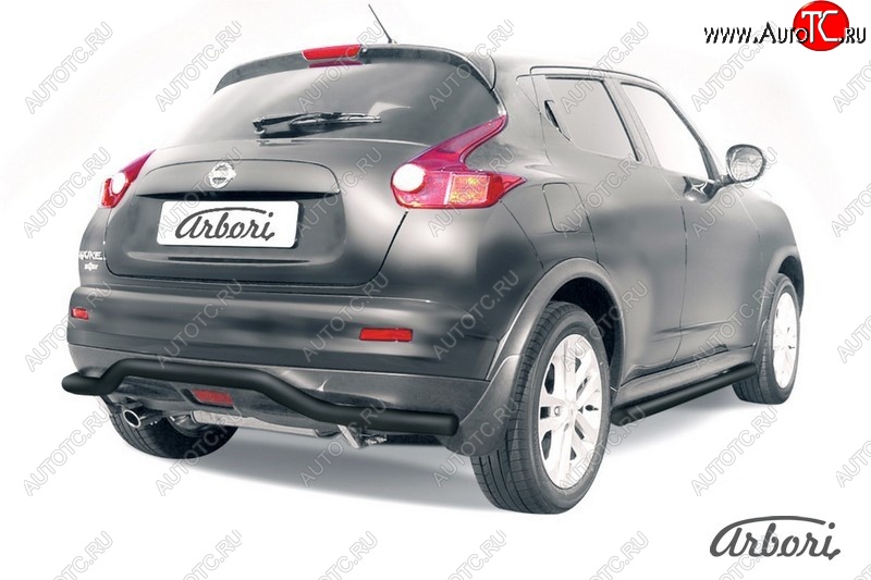 5 939 р. Защита заднего бампера 2WD Arbori (волна, черная, 1 труба d57 mm). Nissan Juke 1 YF15 рестайлинг (2014-2020)  с доставкой в г. Белгород