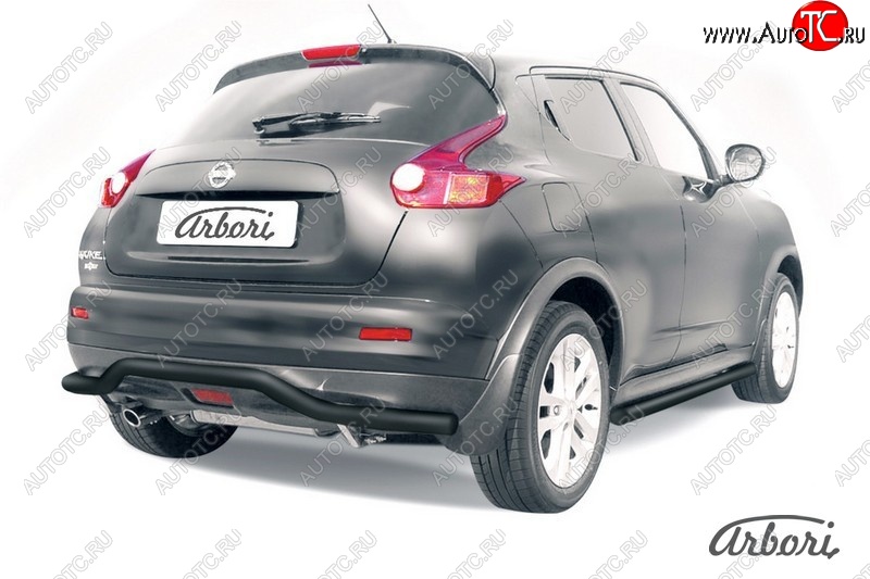 5 939 р. Защита заднего бампера 4WD Arbori (волна, черная, 1 труба d57 mm). Nissan Juke 1 YF15 дорестайлинг (2010-2014)  с доставкой в г. Белгород