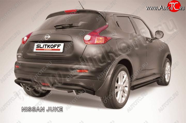 7 499 р. Защита заднего бампера Slitkoff (d57, 4WD) Nissan Juke 1 YF15 рестайлинг (2014-2020) (Цвет: серебристый)  с доставкой в г. Белгород