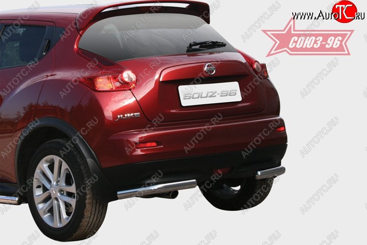 9 629 р. Защита заднего бампера Souz-96 (d60) Nissan Juke 1 YF15 дорестайлинг (2010-2014)  с доставкой в г. Белгород