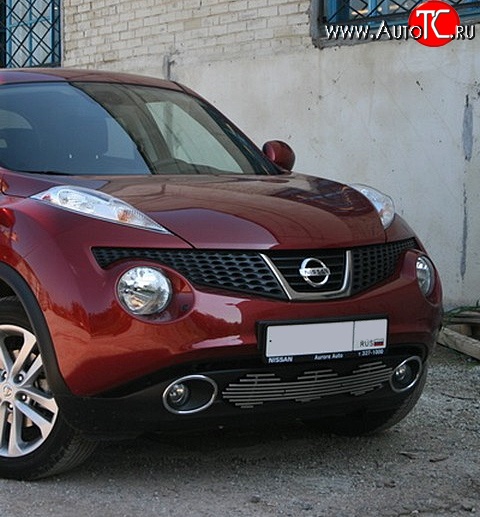 5 012 р. Декоративная вставка воздухозаборника Souz-96 нержавеющая сталь  Nissan Juke  1 YF15 (2010-2014) дорестайлинг (Хром 10 мм)  с доставкой в г. Белгород