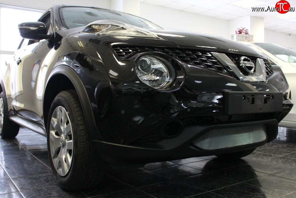 1 539 р. Сетка на бампер (рестайлинг) Russtal (хром) Nissan Juke 1 YF15 дорестайлинг (2010-2014)  с доставкой в г. Белгород