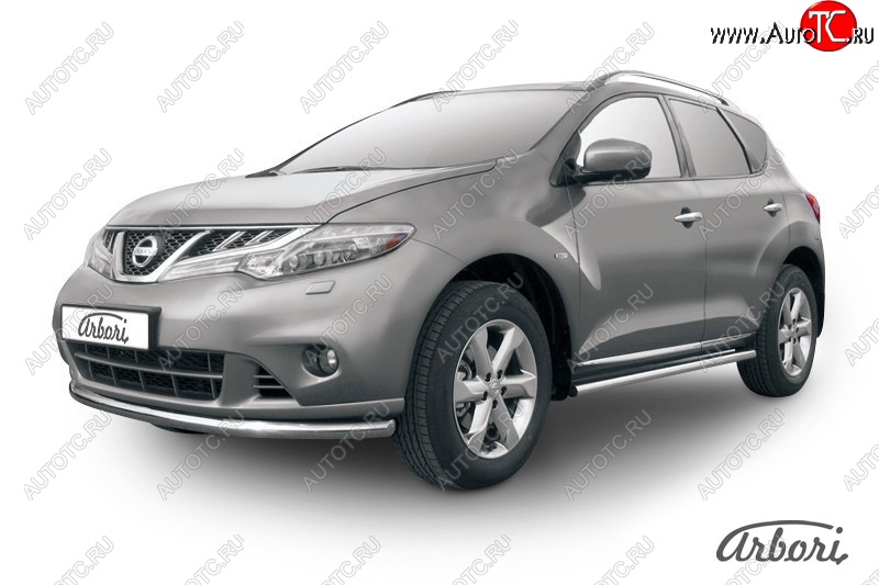 13 499 р. Защита переднего бампера Arbori (нержавейка, 1 труба d57 mm). Nissan Murano 2 Z51 рестайлинг (2010-2016)  с доставкой в г. Белгород