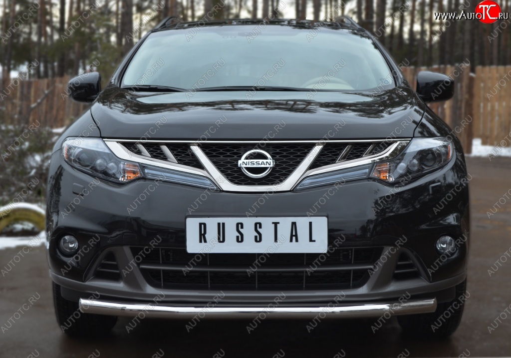 15 249 р. Защита переднего бампера (Ø63 мм, нержавейка) SLITKOFF Nissan Murano 2 Z51 рестайлинг (2010-2016)  с доставкой в г. Белгород