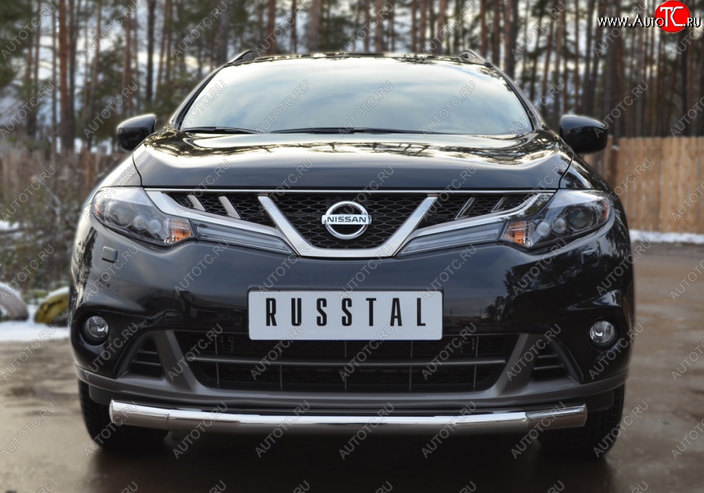 15 549 р. Защита переднего бампера (Ø76 мм, нержавейка) SLITKOFF Nissan Murano 2 Z51 рестайлинг (2010-2016)  с доставкой в г. Белгород