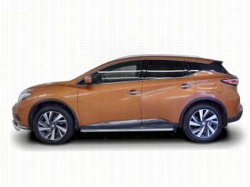 22 999 р. Широкая защита порогов с трубой диаметром 42 мм SLITKOFF v2 Nissan Murano 3 Z52 дорестайлинг (2015-2022)  с доставкой в г. Белгород. Увеличить фотографию 2