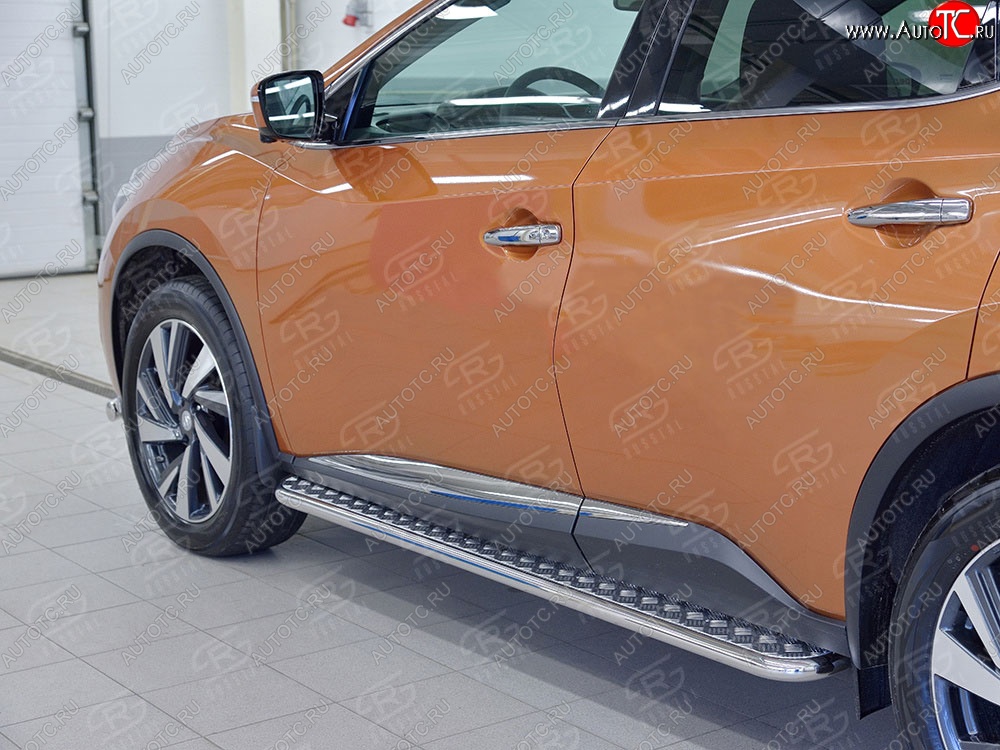 22 999 р. Широкая защита порогов с трубой диаметром 42 мм SLITKOFF v2 Nissan Murano 3 Z52 дорестайлинг (2015-2022)  с доставкой в г. Белгород