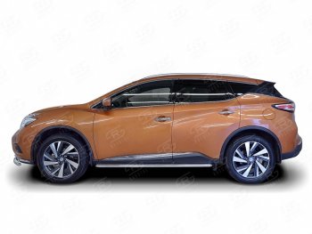 35 549 р. Широкая защита порогов с трубой диаметром 42 мм SLITKOFF v3 Nissan Murano 3 Z52 дорестайлинг (2015-2022)  с доставкой в г. Белгород. Увеличить фотографию 2