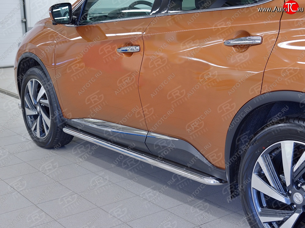 35 549 р. Широкая защита порогов с трубой диаметром 42 мм SLITKOFF v3 Nissan Murano 3 Z52 дорестайлинг (2015-2022)  с доставкой в г. Белгород
