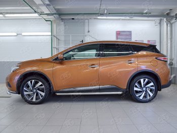 18 799 р. Защита порогов из круглой трубы диаметром 63 мм SLITKOFF v2 Nissan Murano 3 Z52 дорестайлинг (2015-2022)  с доставкой в г. Белгород. Увеличить фотографию 2