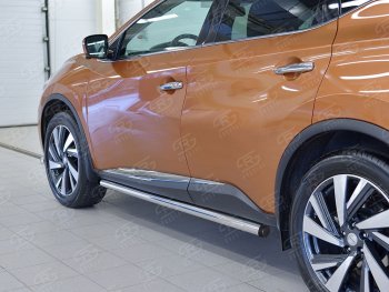 18 799 р. Защита порогов из круглой трубы диаметром 63 мм SLITKOFF v2 Nissan Murano 3 Z52 дорестайлинг (2015-2022)  с доставкой в г. Белгород. Увеличить фотографию 3