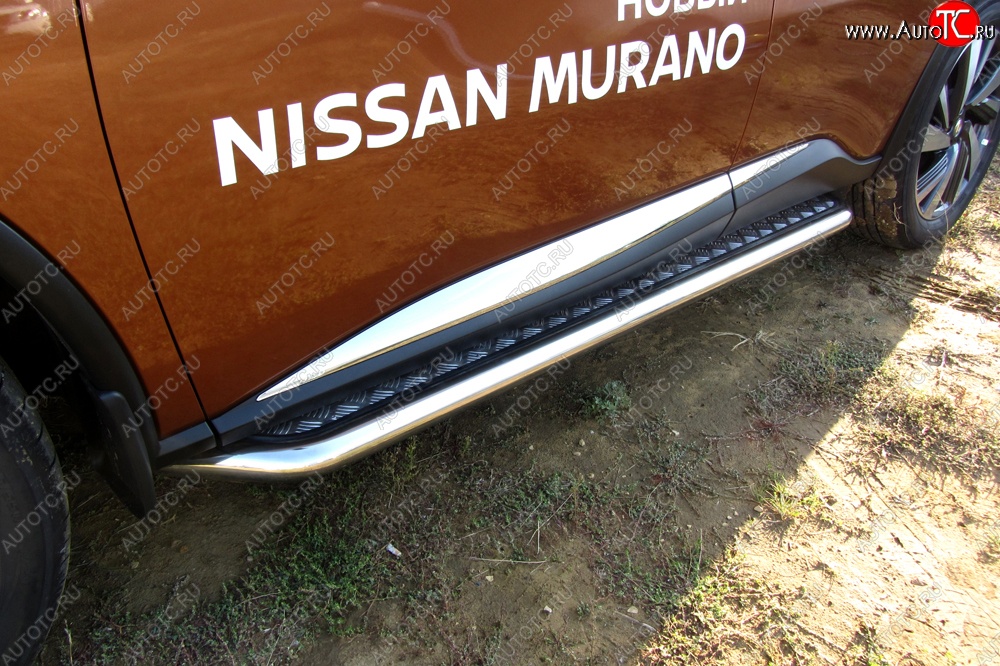 17 999 р. Широкая защита порогов с трубой диаметром d57 Slitkoff Nissan Murano 3 Z52 дорестайлинг (2015-2022)  с доставкой в г. Белгород