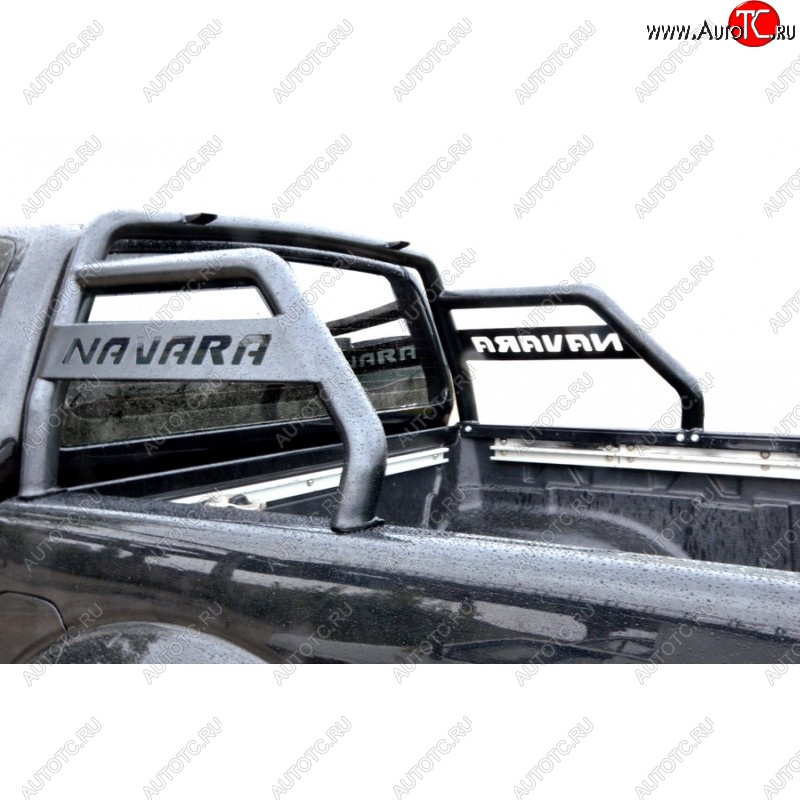11 699 р. Защитная дуга багажника ТехноСфера (Техно Сфера) (d63.5 mm) Nissan Navara 2 D40 дорестайлинг (2004-2010) (Сталь с покрытием, цвет: Серебристый)  с доставкой в г. Белгород