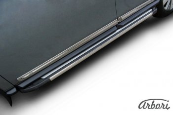 12 509 р. Порожки для ног Arbori Luxe Black Nissan Pathfinder R52 дорестайлинг (2012-2017)  с доставкой в г. Белгород. Увеличить фотографию 2