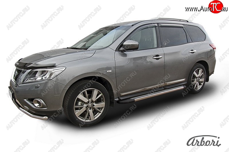 12 509 р. Порожки для ног Arbori Luxe Black Nissan Pathfinder R52 дорестайлинг (2012-2017)  с доставкой в г. Белгород