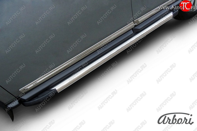 11 789 р. Порожки для ног Arbori Luxe Silver Nissan Pathfinder R52 дорестайлинг (2012-2017)  с доставкой в г. Белгород