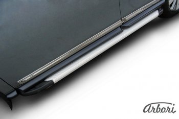 10 979 р. Порожки для ног Arbori Optima Silver Nissan Pathfinder R52 дорестайлинг (2012-2017)  с доставкой в г. Белгород. Увеличить фотографию 2