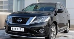 15 999 р. Одинарная защита переднего бампера диаметром 63 мм SLITKOFF  Nissan Pathfinder  R52 (2012-2017) дорестайлинг  с доставкой в г. Белгород. Увеличить фотографию 2