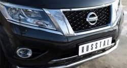 15 999 р. Одинарная защита переднего бампера диаметром 63 мм SLITKOFF  Nissan Pathfinder  R52 (2012-2017) дорестайлинг  с доставкой в г. Белгород. Увеличить фотографию 3