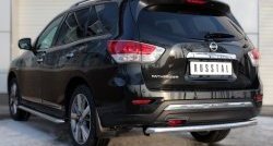 12 649 р. Защита заднего бампера (Ø63 мм, нержавейка) SLITKOFF Nissan Pathfinder R52 дорестайлинг (2012-2017)  с доставкой в г. Белгород. Увеличить фотографию 4