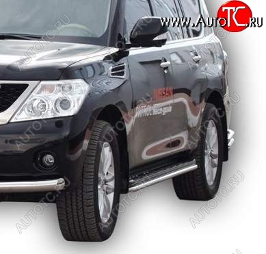 24 499 р. Защита порогов ТехноСфера (Техно Сфера) (нержавейка, d40 mm) Nissan Patrol 6 Y62 дорестайлинг (2010-2014)  с доставкой в г. Белгород