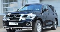 30 999 р. Защита переднего бампера (Ø63 мм с зубами, нержавейка) SLITKOFF Nissan Patrol 6 Y62 рестайлинг (2014-2017)  с доставкой в г. Белгород. Увеличить фотографию 4