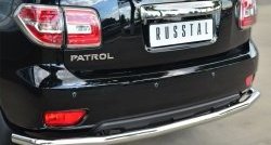 15 249 р. Одинарная защита заднего бампера из трубы диаметром 63 мм (рестайлинг) SLITKOFF Nissan Patrol 6 Y62 дорестайлинг (2010-2014)  с доставкой в г. Белгород. Увеличить фотографию 2