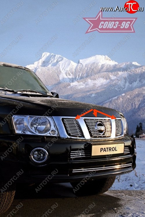 6 344 р. Декоративные элементы решетки радиатора Souz-96 (d10)  Nissan Patrol  5 (2004-2010) Y61 2-ой рестайлинг  с доставкой в г. Белгород