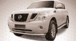 Одинарная защита переднего бампера из трубы диаметром 76 мм Slitkoff Nissan Patrol  6 (2010-2014) Y62 дорестайлинг