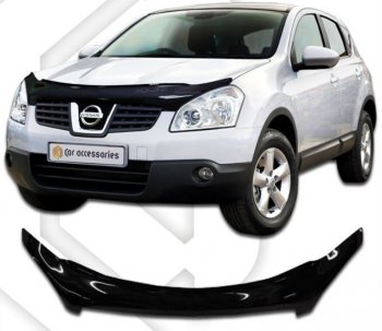 2 559 р. Дефлектор капота CA-Plastiс Nissan Qashqai 1 дорестайлинг (2007-2010) (серия Classic черный, Без надписи)  с доставкой в г. Белгород. Увеличить фотографию 2