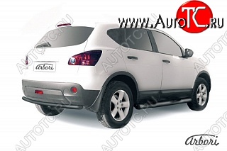 3 644 р. Защита заднего бампера Arbori (черная, 1 труба d57 mm). Nissan Qashqai 1 дорестайлинг (2007-2010)  с доставкой в г. Белгород