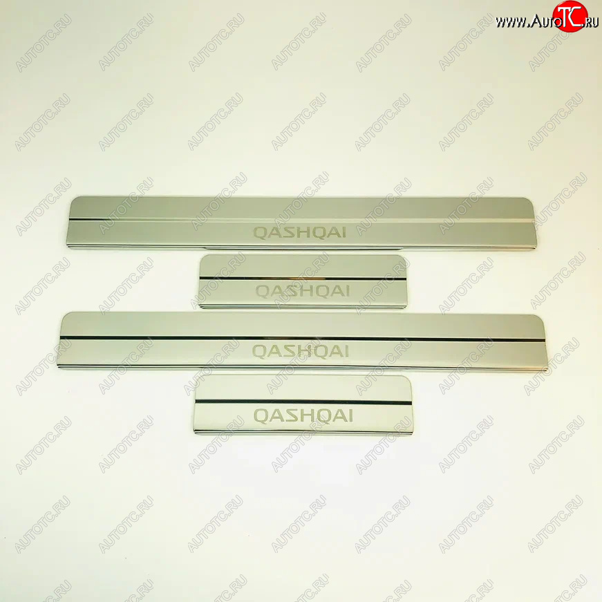 2 199 р. Накладки порожков салона INOX Nissan Qashqai 1 J10 рестайлинг (2010-2013) (Нержавеющая сталь)  с доставкой в г. Белгород