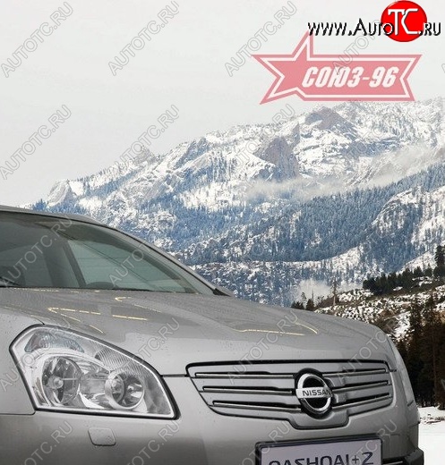 4 139 р. Декоративные элементы решетки радиатора Souz-96 (d10)  Nissan Qashqai +2  1 (2008-2010) J10 дорестайлинг  с доставкой в г. Белгород