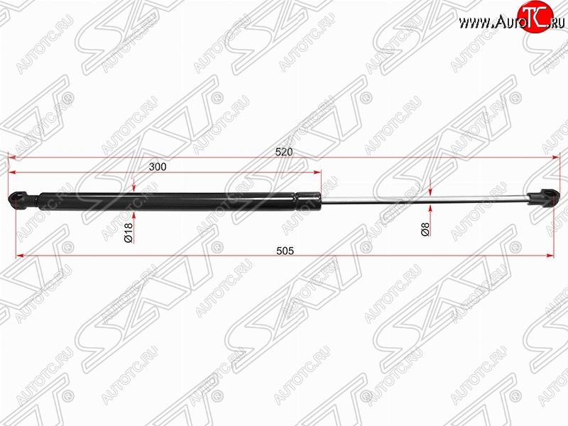 619 р. Газовый упор крышки багажника SAT  Nissan Qashqai +2  1 (2008-2014) J10 дорестайлинг, J10 рестайлинг  с доставкой в г. Белгород