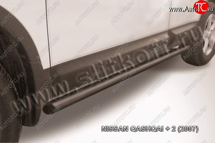 9 899 р. Защита порогов Slitkoff Nissan Qashqai +2 1 J10 дорестайлинг (2008-2010) (Цвет: серебристый)  с доставкой в г. Белгород