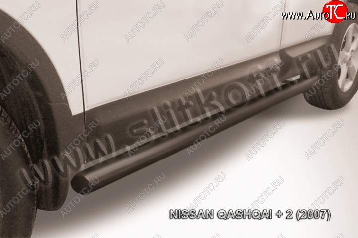 10 599 р. Защита порогов Slitkoff Nissan Qashqai +2 1 J10 дорестайлинг (2008-2010) (Цвет: серебристый)  с доставкой в г. Белгород