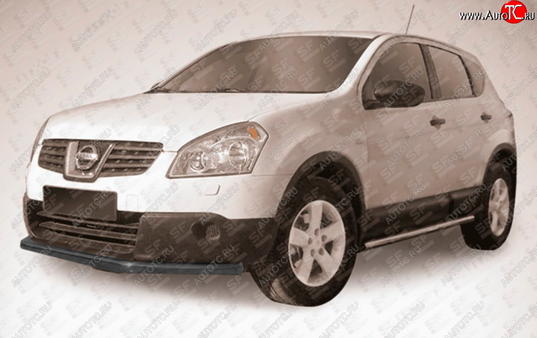 8 999 р. Защита переднего бампера Slitkoff (Ø 57 мм, длинная). Nissan Qashqai 1 J10 рестайлинг (2010-2013) (Сталь с полимерным покрытием. Цвет: черный)  с доставкой в г. Белгород