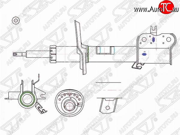 4 199 р. Левый амортизатор передний SAT Nissan Qashqai 1 J10 рестайлинг (2010-2013)  с доставкой в г. Белгород