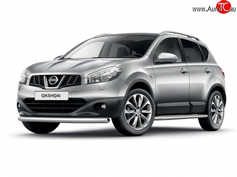 6 299 р. Одинарная защита переднего бампера диаметром 63 мм Petroil Tuning Nissan Qashqai 1 J10 рестайлинг (2010-2013) (Нержавеющая полированная сталь)  с доставкой в г. Белгород