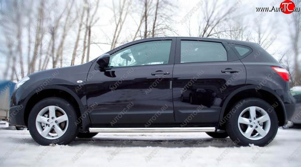 18 799 р. Защита порогов из круглой трубы диаметром 63 мм SLITKOFF v2 Nissan Qashqai 1 J10 рестайлинг (2010-2013)  с доставкой в г. Белгород