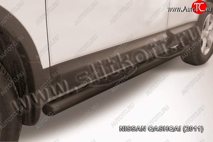 13 599 р. Защита порогов Slitkoff Nissan Qashqai 1 J10 рестайлинг (2010-2013) (Цвет: серебристый)  с доставкой в г. Белгород