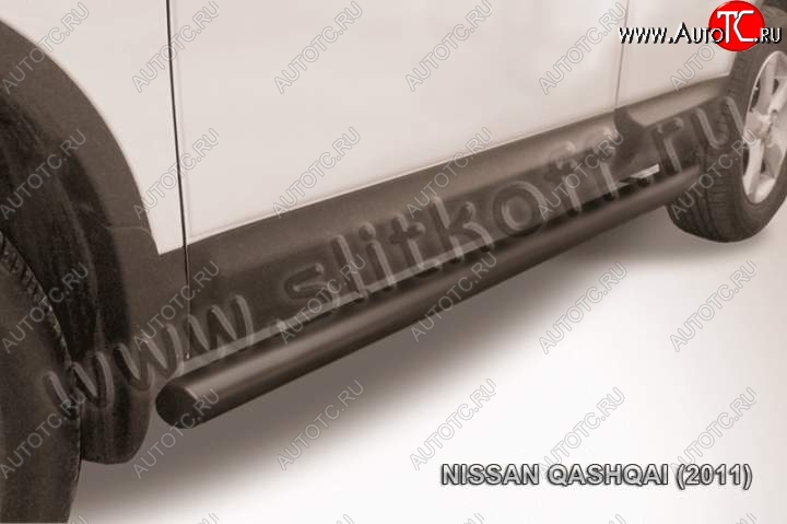 11 649 р. Защита порогов Slitkoff Nissan Qashqai 1 J10 рестайлинг (2010-2013) (Цвет: серебристый)  с доставкой в г. Белгород