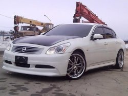 10 599 р. Пороги накладки H-STYLE Nissan Skyline V36 (2006-2014) (Неокрашенные)  с доставкой в г. Белгород. Увеличить фотографию 2