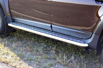24 999 р. Порожки для ног из трубы Ø51 с алюминиевой площадкой Petroil Tuning Эстонец Renault Duster HS рестайлинг (2015-2021) (Нержавеющая полированная сталь)  с доставкой в г. Белгород. Увеличить фотографию 2