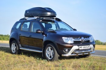 24 999 р. Порожки для ног из трубы Ø51 с алюминиевой площадкой Petroil Tuning Эстонец Renault Duster HS рестайлинг (2015-2021) (Нержавеющая полированная сталь)  с доставкой в г. Белгород. Увеличить фотографию 3